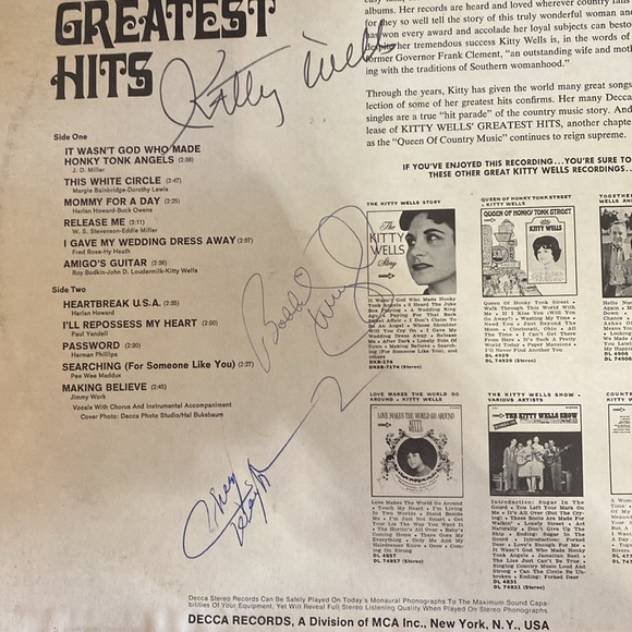 Rare vintage signed Kitty Wells “Greatest Hits” MCA Records MCA-121 Vinyl LP - Picture 6 of 8
